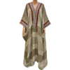 Beige Stripped Linen Abaya